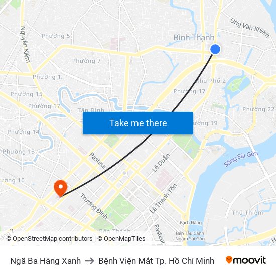 Ngã Ba Hàng Xanh to Bệnh Viện Mắt Tp. Hồ Chí Minh map