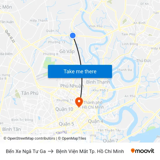 Bến Xe Ngã Tư Ga to Bệnh Viện Mắt Tp. Hồ Chí Minh map