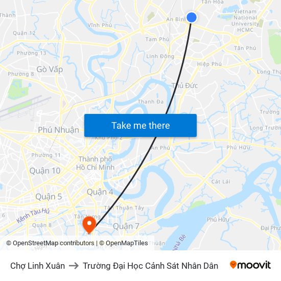 Chợ Linh Xuân to Trường Đại Học Cảnh Sát Nhân Dân map