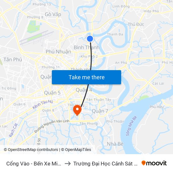 Cổng Vào - Bến Xe Miền Đông to Trường Đại Học Cảnh Sát Nhân Dân map