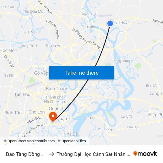 Bảo Tàng Đồng Nai to Trường Đại Học Cảnh Sát Nhân Dân map