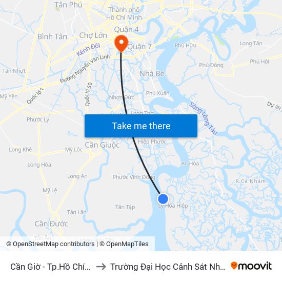 Cần Giờ - Tp.Hồ Chí Minh to Trường Đại Học Cảnh Sát Nhân Dân map