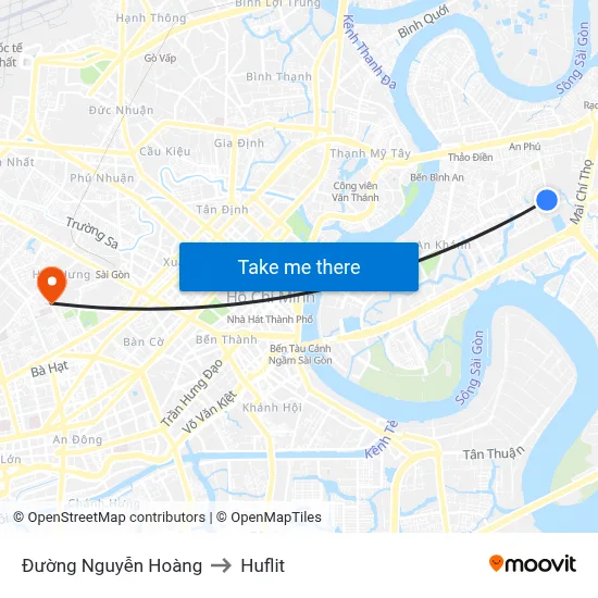 Đường Nguyễn Hoàng to Huflit map