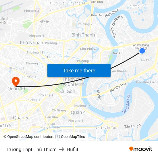 Trường Thpt Thủ Thiêm to Huflit map