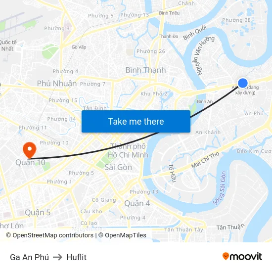 Ga An Phú to Huflit map