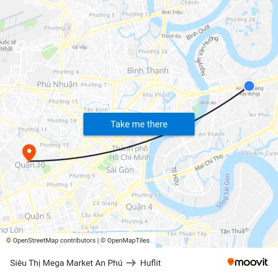 Siêu Thị Mega Market An Phú to Huflit map