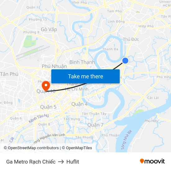 Ga Metro Rạch Chiếc to Huflit map