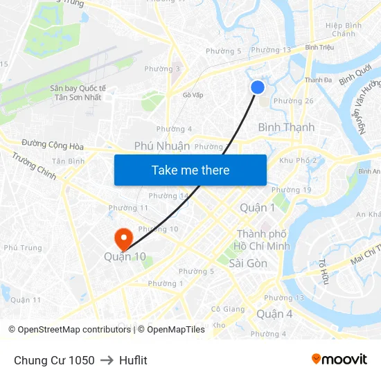 Chung Cư 1050 to Huflit map