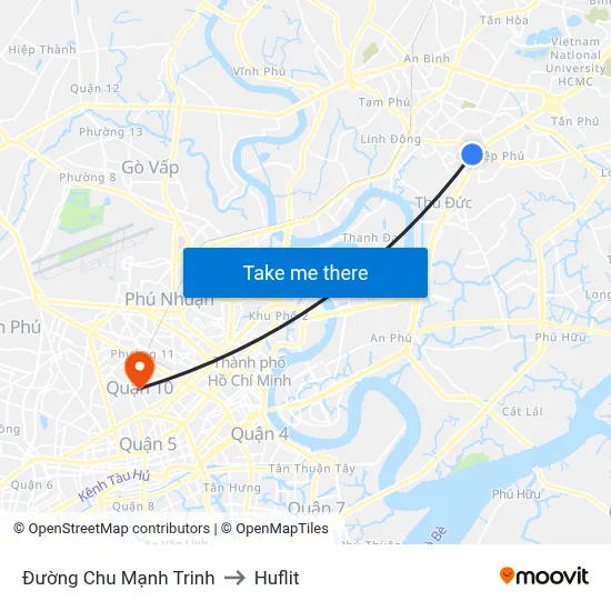 Đường Chu Mạnh Trinh to Huflit map