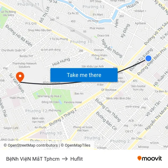 BệNh ViệN MắT Tphcm to Huflit map