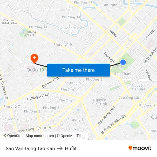 Sân Vận Động Tao Đàn to Huflit map