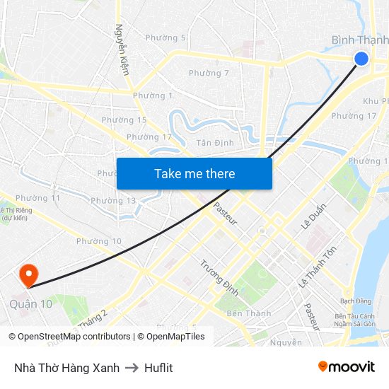 Nhà Thờ Hàng Xanh to Huflit map