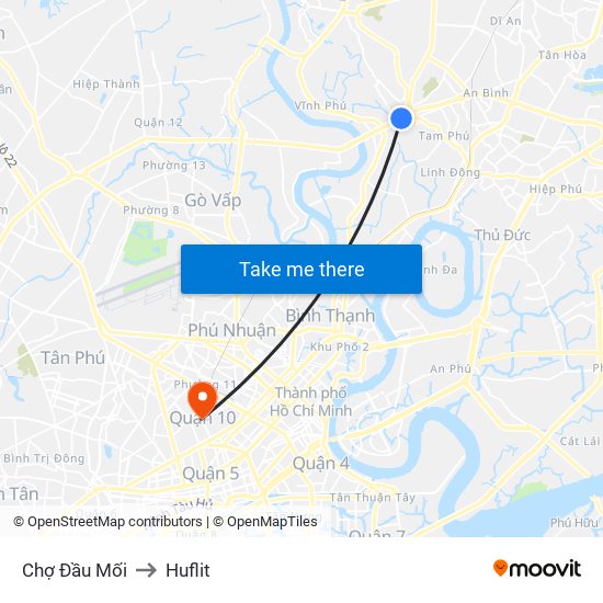 Chợ Đầu Mối to Huflit map