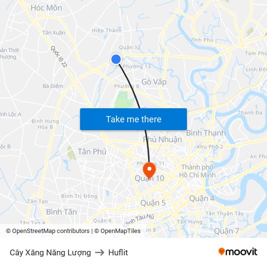 Cây Xăng Năng Lượng to Huflit map