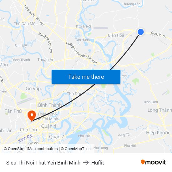 Siêu Thị Nội Thất Yến Bình Minh to Huflit map