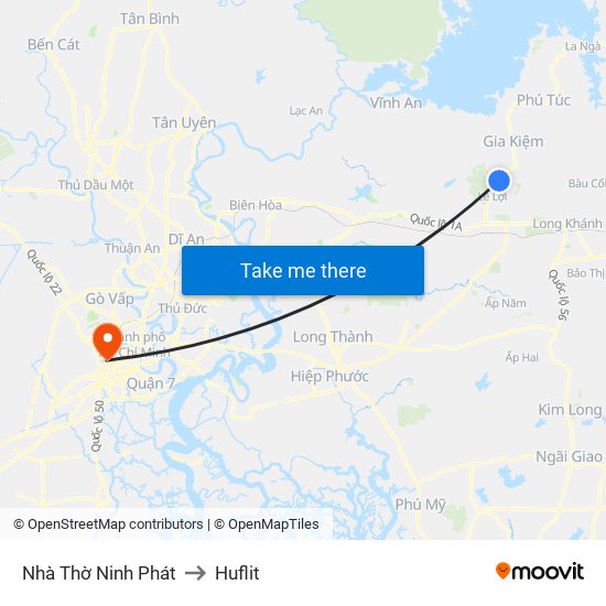 Nhà Thờ Ninh Phát to Huflit map