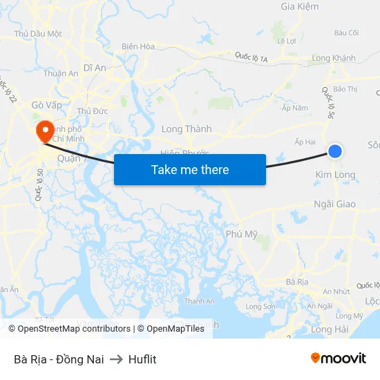 Bà Rịa - Đồng Nai to Huflit map
