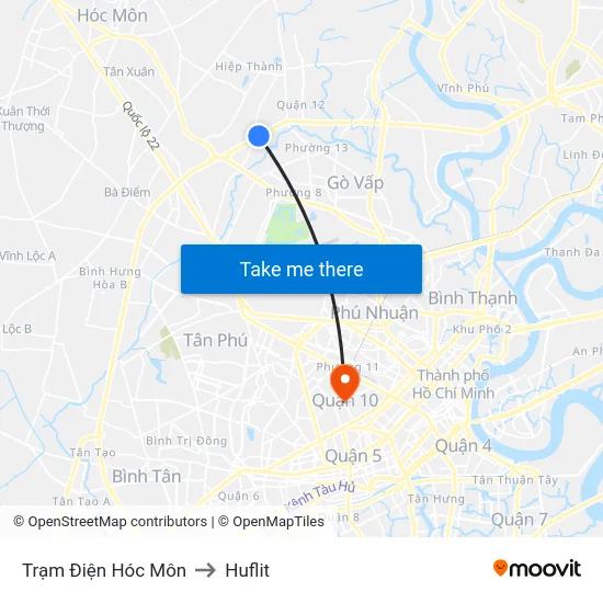 Trạm Điện Hóc Môn to Huflit map