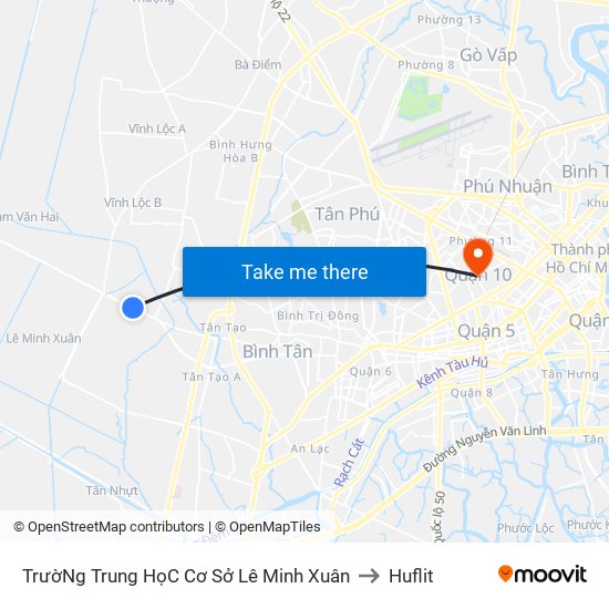 TrườNg Trung HọC Cơ Sở Lê Minh Xuân to Huflit map