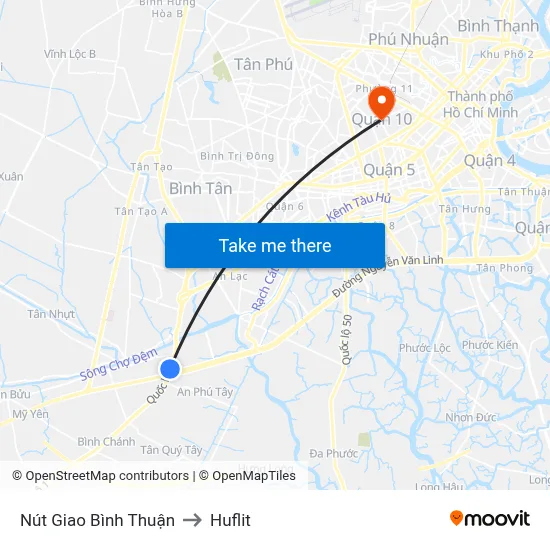 Nút Giao Bình Thuận to Huflit map