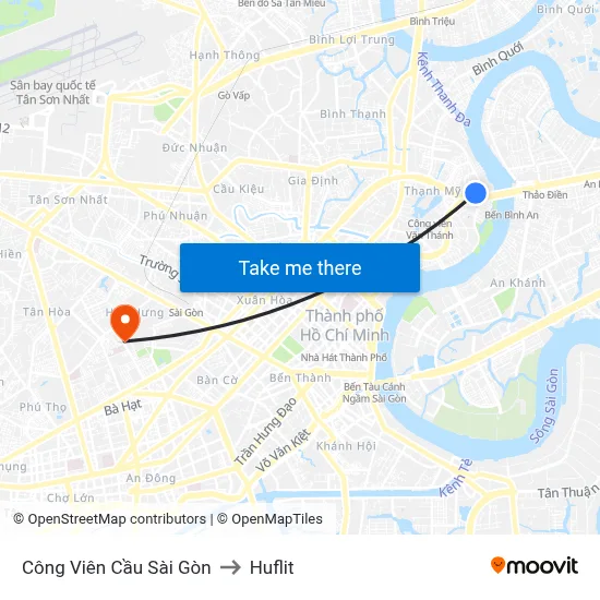 Công Viên Cầu Sài Gòn to Huflit map