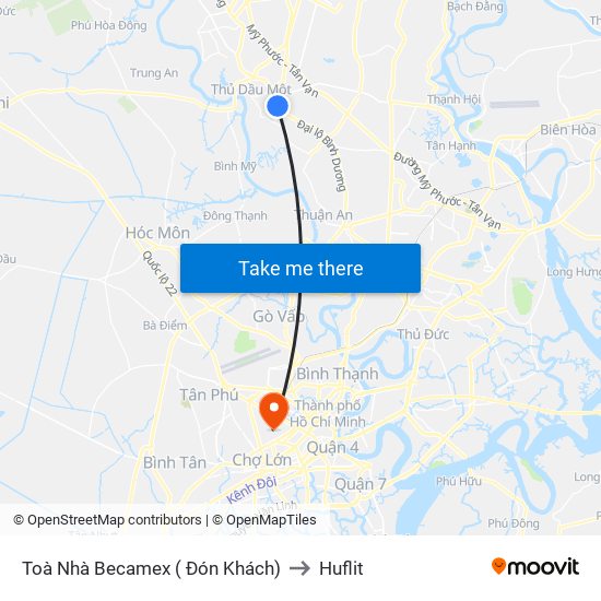 Toà Nhà Becamex ( Đón Khách) to Huflit map