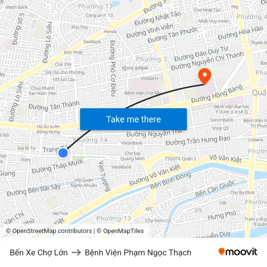 Bến Xe Chợ Lớn to Bệnh Viện Phạm Ngọc Thạch map