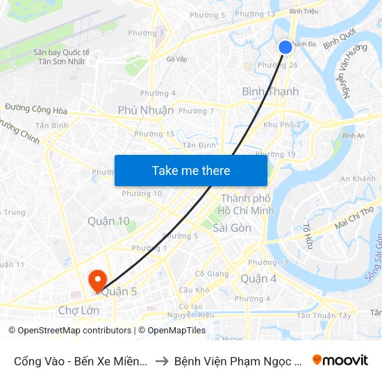 Cổng Vào - Bến Xe Miền Đông to Bệnh Viện Phạm Ngọc Thạch map