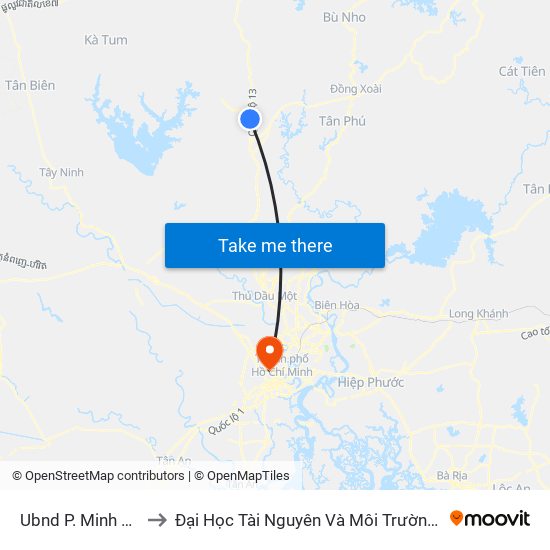 Ubnd P. Minh Hưng to Đại Học Tài Nguyên Và Môi Trường Tphcm map