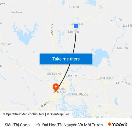 Siêu Thị Coop Mart to Đại Học Tài Nguyên Và Môi Trường Tphcm map