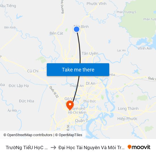 TrườNg TiểU HọC Tân BìNh to Đại Học Tài Nguyên Và Môi Trường Tphcm map