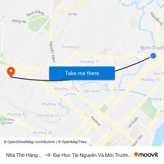 Nhà Thờ Hàng Xanh to Đại Học Tài Nguyên Và Môi Trường Tphcm map