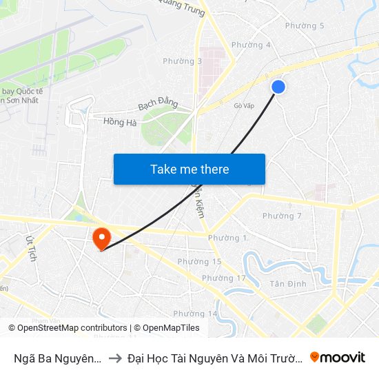 Ngã Ba Nguyên Hồng to Đại Học Tài Nguyên Và Môi Trường Tphcm map