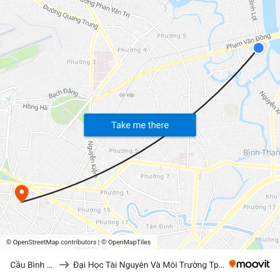 Cầu Bình Lợi to Đại Học Tài Nguyên Và Môi Trường Tphcm map