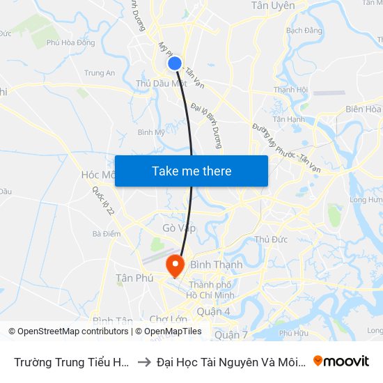 Trường Trung Tiểu Học Petrus Ký to Đại Học Tài Nguyên Và Môi Trường Tphcm map