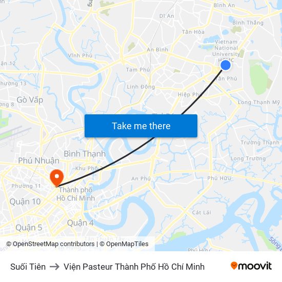 Suối Tiên to Viện Pasteur Thành Phố Hồ Chí Minh map