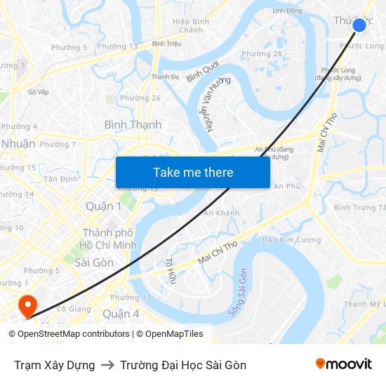 Trạm Xây Dựng to Trường Đại Học Sài Gòn map