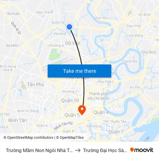 Trường Mầm Non Ngôi Nhà Trẻ Thơ to Trường Đại Học Sài Gòn map