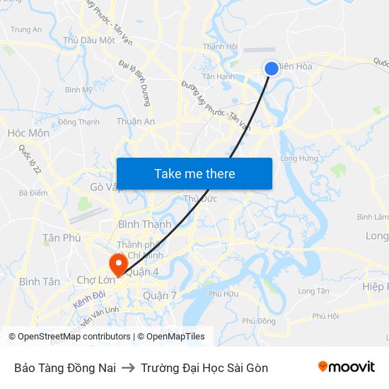 Bảo Tàng Đồng Nai to Trường Đại Học Sài Gòn map