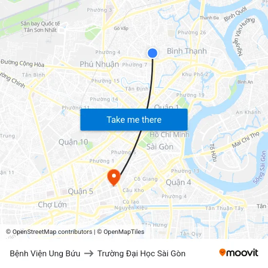 Bệnh Viện Ung Bứu to Trường Đại Học Sài Gòn map