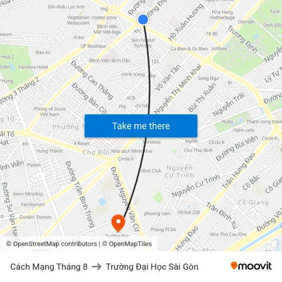 Cách Mạng Tháng 8 to Trường Đại Học Sài Gòn map