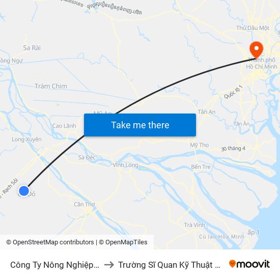 Công Ty Nông Nghiệp Cờ Đỏ to Trường Sĩ Quan Kỹ Thuật Quân Sự map