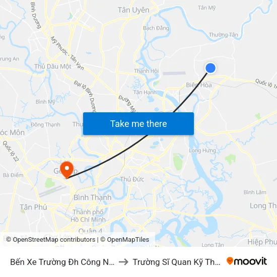 Bến Xe Trường Đh Công Nghệ Đồng Nai to Trường Sĩ Quan Kỹ Thuật Quân Sự map