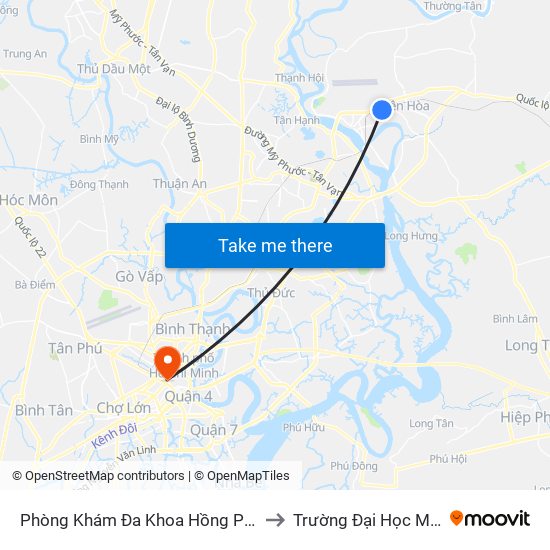 Phòng Khám Đa Khoa Hồng Phúc Đồng Nai to Trường Đại Học Mở Tphcm map