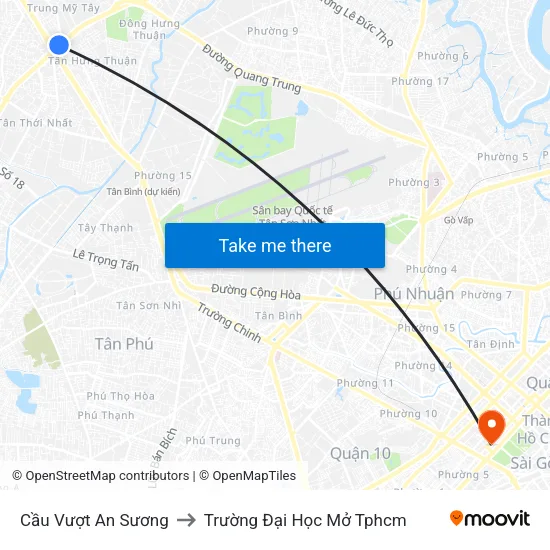 Cầu Vượt An Sương to Trường Đại Học Mở Tphcm map