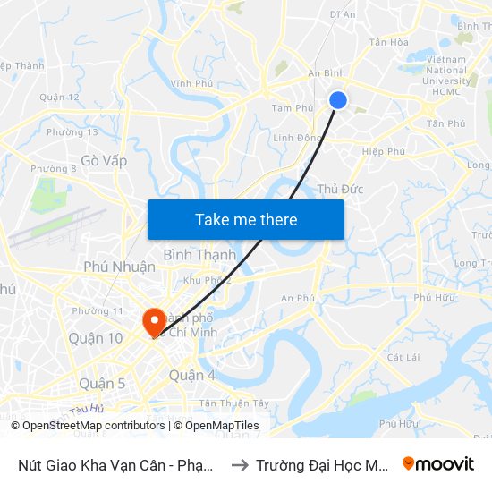 Nút Giao Kha Vạn Cân - Phạm Văn Đồng to Trường Đại Học Mở Tphcm map