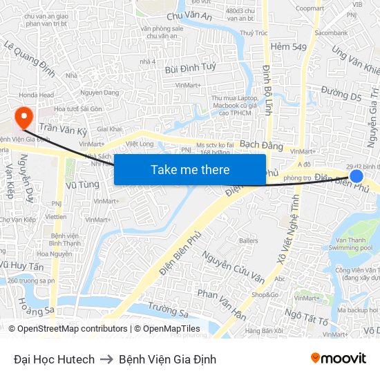 Đại Học Hutech to Bệnh Viện Gia Định map