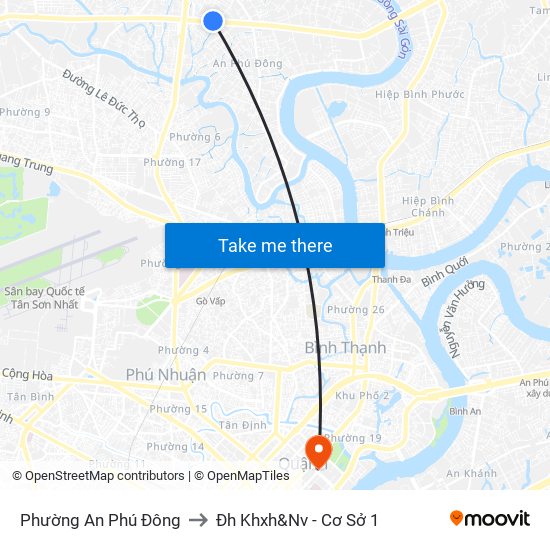 Phường An Phú Đông to Đh Khxh&Nv - Cơ Sở 1 map