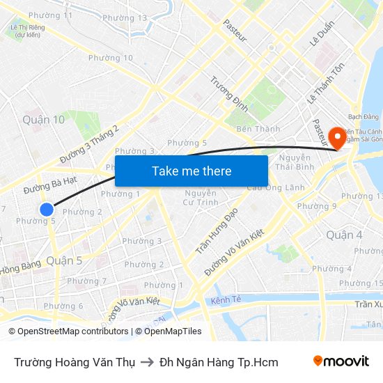 Trường Hoàng Văn Thụ to Đh Ngân Hàng Tp.Hcm map