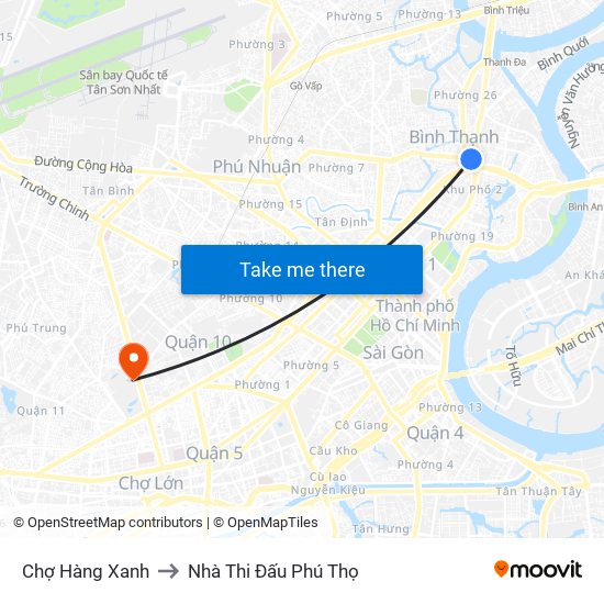 Chợ Hàng Xanh to Nhà Thi Đấu Phú Thọ map